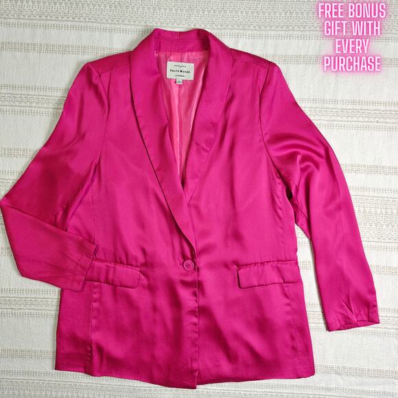 Haute Monde Hot Pink Blazer Size L – New w/ Minor Defects Chic Oversized Jacket - Picture 1 of 7